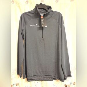 New UNDER ARMOUR WOMEN TECH 1/4 ZIP STRIPE Gray -Sz M Advent Health